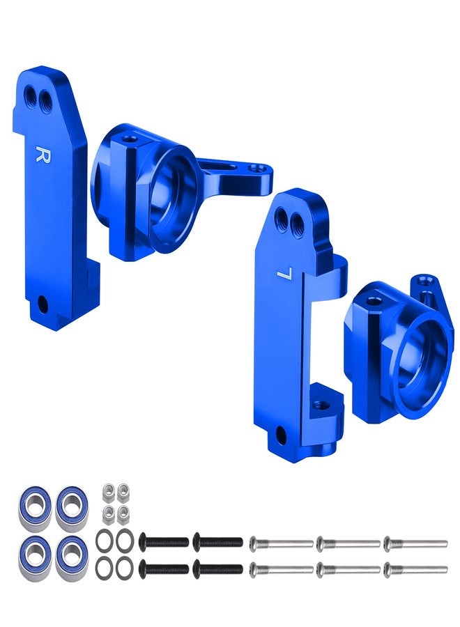 CrazyHobby Aluminum Front Steering Blocks & Caster Blocks Kit with Ball Bearings Upgrades Parts for 1/10 Traxxas Slash 2WD Stampede Rustler VXL, Replace 3632 3736 (Blue) - Image 1